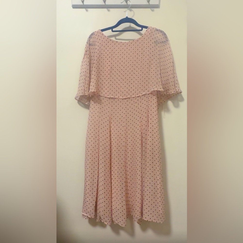 Danny & Nicole Blush Dress with Black Dots